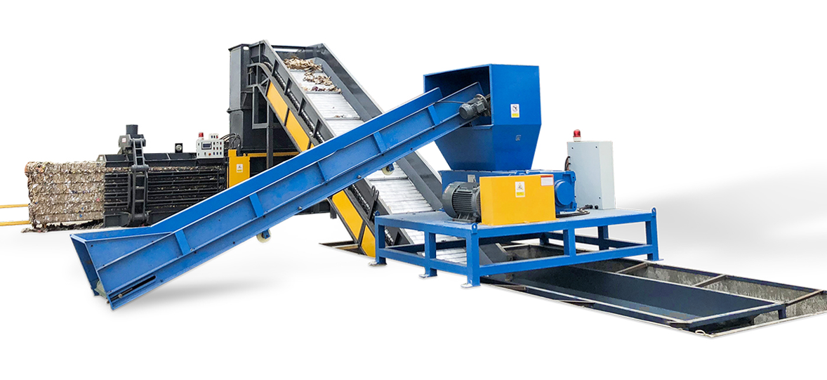Grande linea di produzione di frantumazione, cernita e confezionamento dei rifiuti